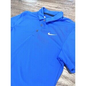 Nike Dri Fit Polo Shirt Men's Small Blue Short Sleeve Golf Performance
